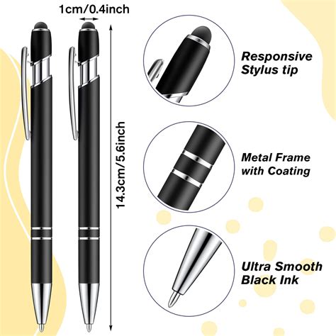 Zonon Pieces Rubberized Ballpoint Pen With Stylus Tip Stylish Metal