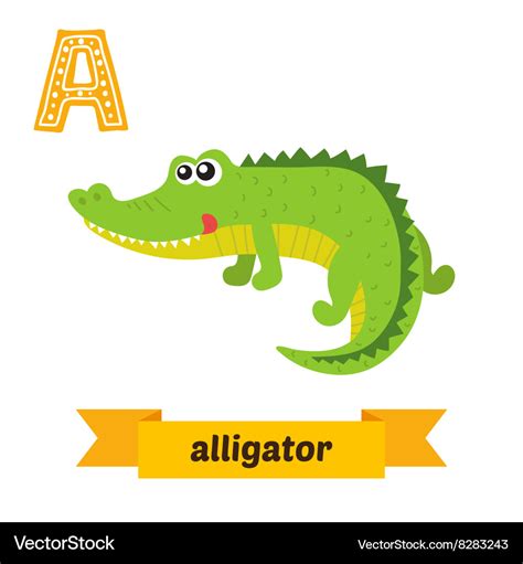 Alligator A Letter Cute Children Animal Alphabet Vector Image