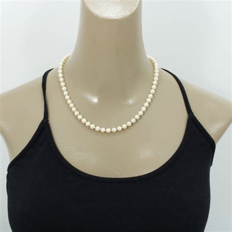 Vintage Mikimoto Pearl Necklace Sterling Silver S Japan Etsy