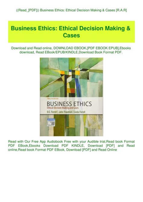 PPT Read PDF Business Ethics Ethical Decision Making Cases R