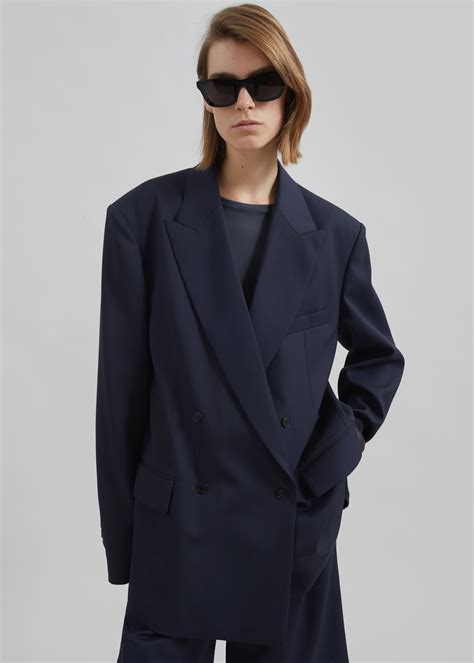 Newark Double Breasted Blazer - Navy – The Frankie Shop