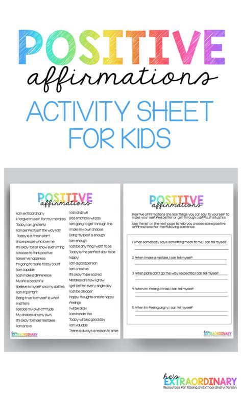 Positive Affirmations For Kids Positive Affirmations For Kids