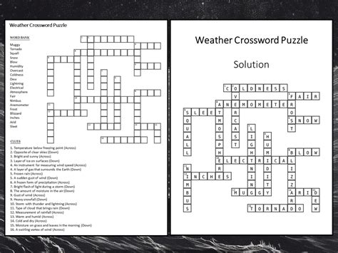 Weather Crossword Puzzle Worksheet Activity Teaching Resources