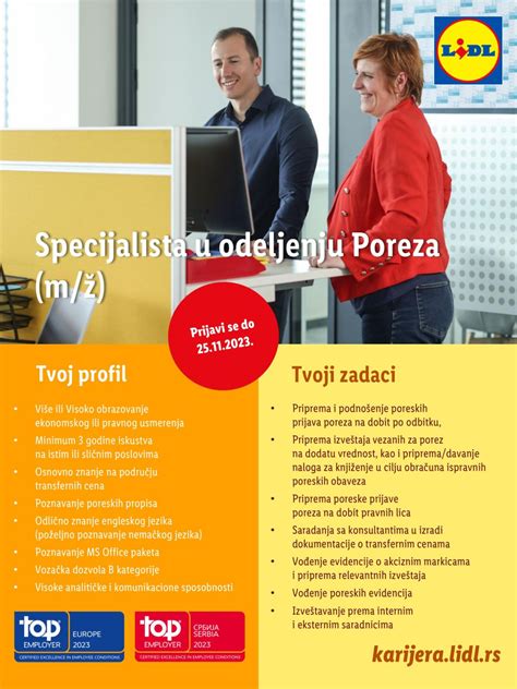 Specijalista U Odeljenju Poreza Lidl Srbija Kd