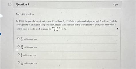 Solved In The Population Of A City Was Million By Chegg