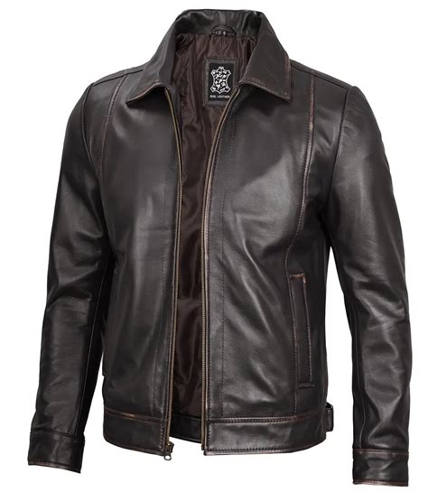 Men Dark Brown Vintage Leather Jacket | Free Shipping