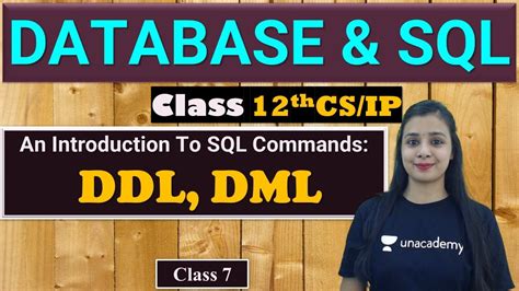 DATABASE SQL Class 12 CS IP An Introduction To SQL Commands DDL