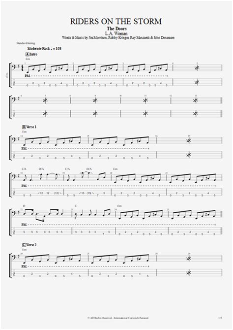 Riders On The Storm Tab By The Doors Guitar Pro Guitar Bass