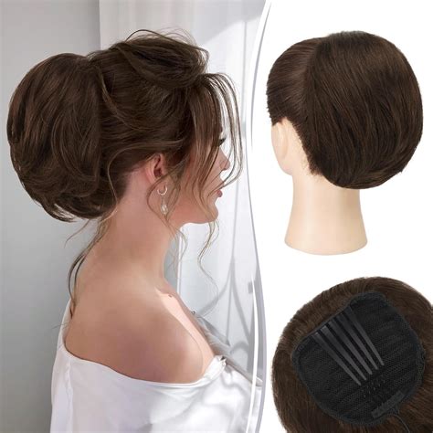 Amazon Ruwiss Real Human Hair Bun Comb Clip In Short Drawstring