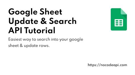 Google Sheet Search Update API NoCodeAPI Part 2 YouTube