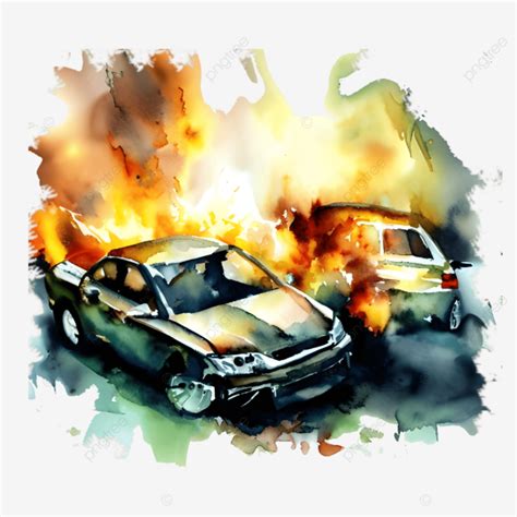 Car Accidents Fire And Collision, Car Fire Accident, Car Fire Crash, Car Destroy PNG Transparent ...