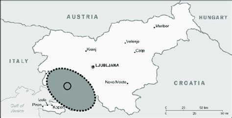 Plan Of Slovenia Showing The Position Of The Karst Region And The