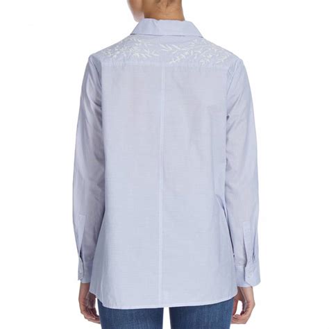 Blue Embroidered Stripe Cotton Shirt Brandalley