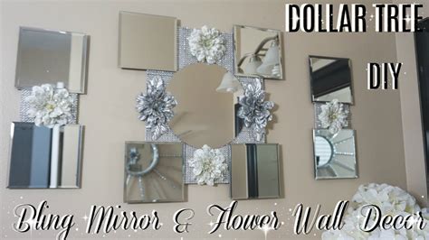 DIY DOLLAR TREE FLOWER MIRROR WALL DECOR EASY INEXPENSIVE HOME DECOR