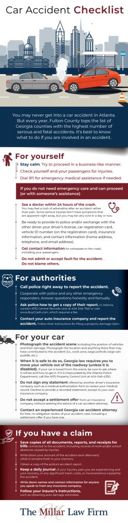 Car Accident Checklist The Millar Law Firm