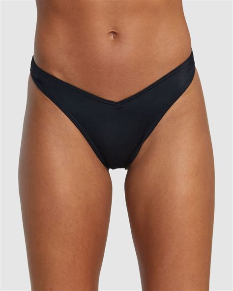 Rvca Solid V Medium French Bikini Bottom Black Surfstitch