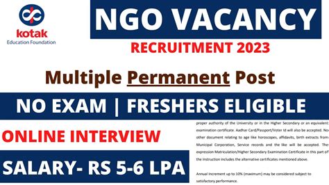 KOTAK NGO VACANCY 2022 23 SALARY 5 6 LAC PA FRESHERS ELIGIBLE