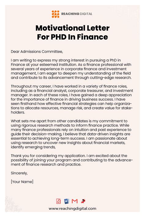 Professional Motivation Letter For Phd In Finance 7 Ideas Reaching