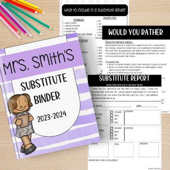 Substitute Binder Templates Substitute Planner Substitute Forms