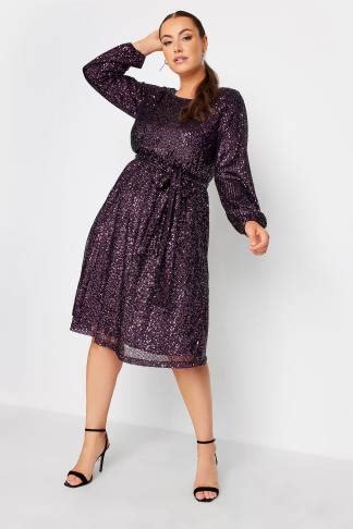 YOURS LONDON Vestido De Lentejuelas Moradas Yours Clothing