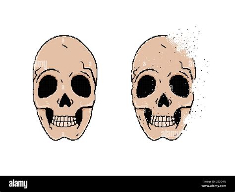 Human Skull Pixel Art Isolated On White Background Stock Vector Image And Art Alamy