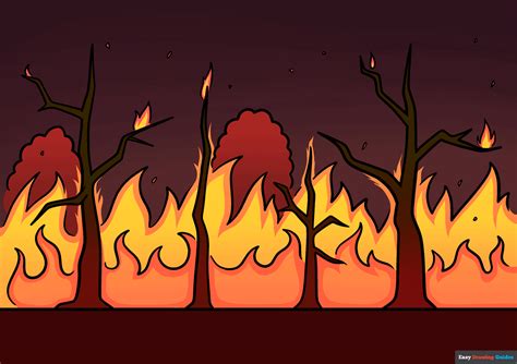 How to Draw a Forest Fire - Really Easy Drawing Tutorial