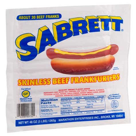 Nutrition Sabrett Hot Dogs