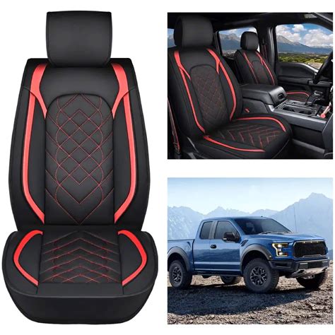 F 150 Waterproof Leather Front Seat Covers Black And Red 09 25 F 150 Free Shipping