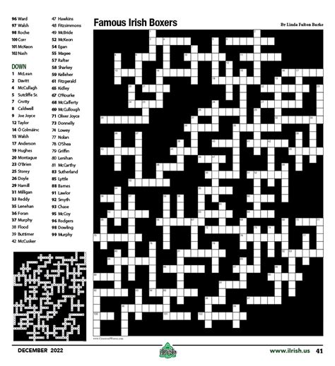 Famous Irish Boxers Irish Crossword Puzzle IIrish