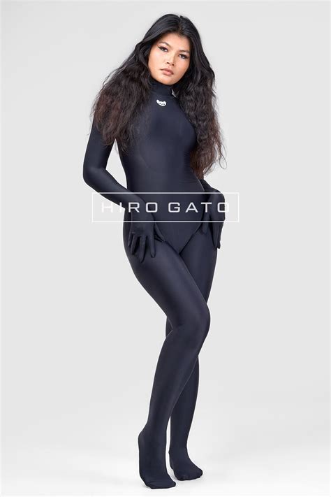 Hiro Gato Semi Matte Spandex Catsuit Black Burning Suit Rave Party