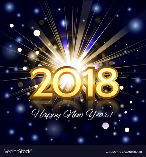 Fireworks with greetings happy new year 2018 Vector Image