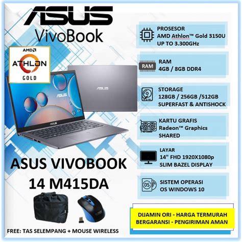 Jual Laptop Murah Asus Vivobook M Da Amd Athlon Ram Gb Ssd Gb