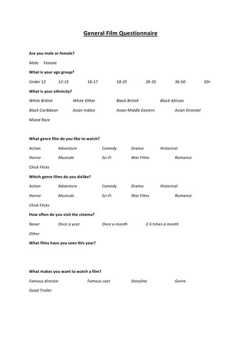 Film Questionnaire