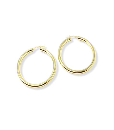 Orecchini A Cerchio Grandi 4cm Donna Raggi Argento 925 Dorato RA 014216