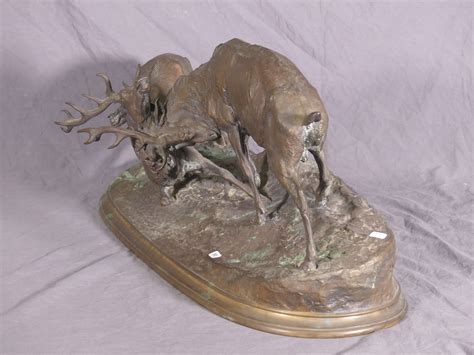 MENE Pierre Jules 1810 1879 Combat De Cerfs Groupe En Bronze