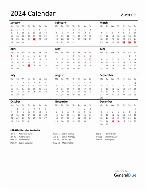 2024 Australian Calendar Excel Calendar Chart 2024