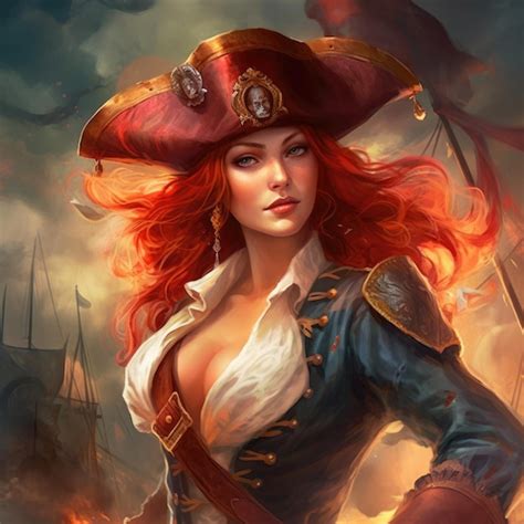 Premium Photo Captain Of The Enchanted Seas A Beautiful Female Pirate