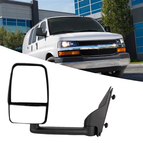 Lyumo Black Manual Folding Towing Mirror Fit For Chevy Express