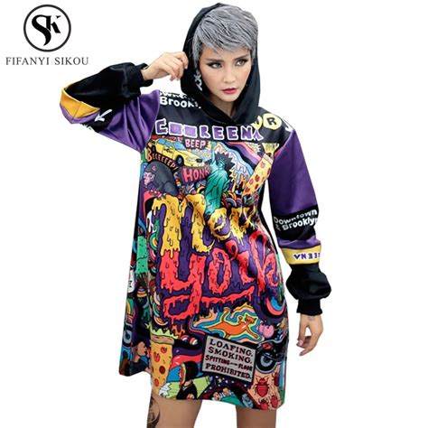 Outono Inverno Novo Hoodies Veludo Pulôveres de Moda Feminina Graffiti