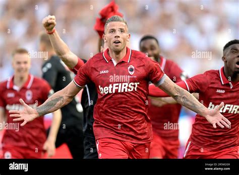 Genk Toby Alderweireld Of Royal Antwerp Fc Celebrates The During