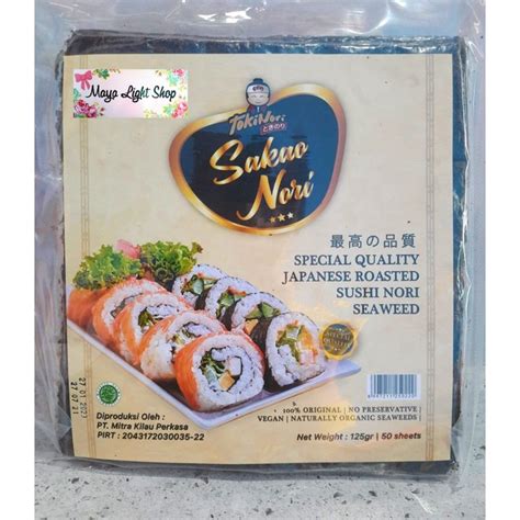 Jual Nori Sushi 50 Lembar Halal Rumput Laut Non Msg Lembar Sushi Sakao