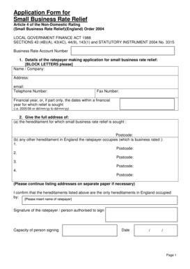 Fillable Online Shepway Gov Small Business Rate Relief Application Form