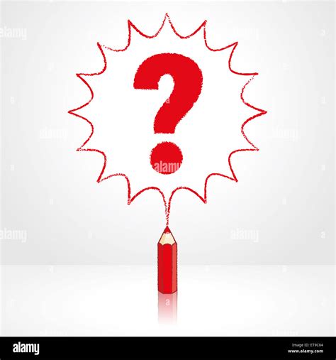 Red Pencil With Reflection Drawing Question Mark In Starburst Speech