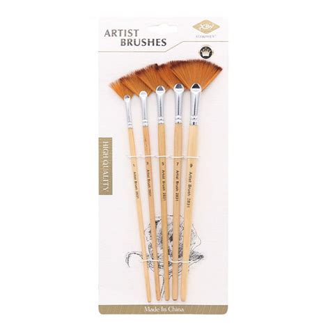 Milue 5X Fan Paint Brushes Set Soft Anti Shedding For Acrylic Painting