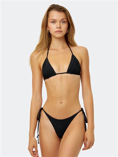 Buy Frankies Bikinis Sky Ribbed Bottom Black At 75 Off Editorialist