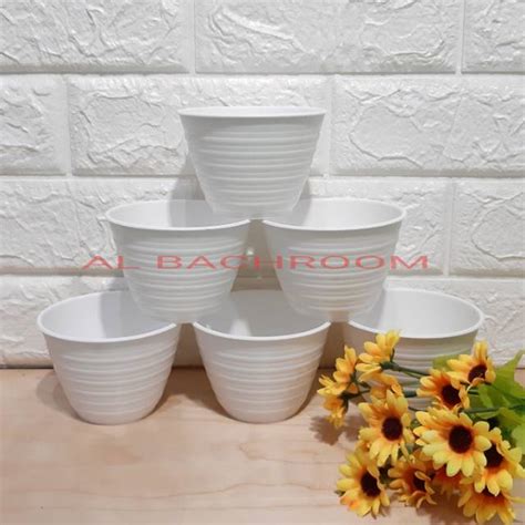 Jual P008 POT TAWON PUTIH 10CM PLASTIK TANAMAN BUNGA HIAS POT PLASTIK