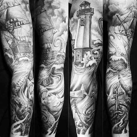 Nautical Sleeve Tattoos For Men Seafaring Ink Deisgn Ideas