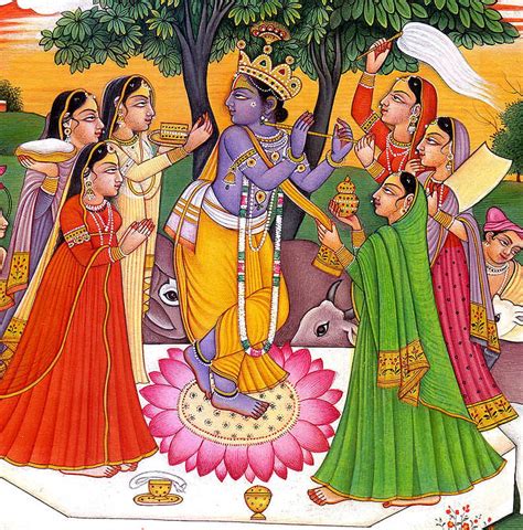 Lord Krishna With Gopis Exotic India Art