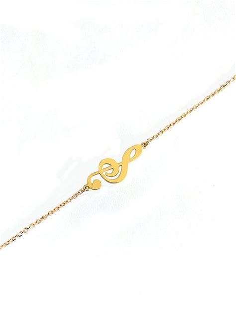 14K Gold Music Note Bracelet Treble Clef Charm Bracelet Etsy Music