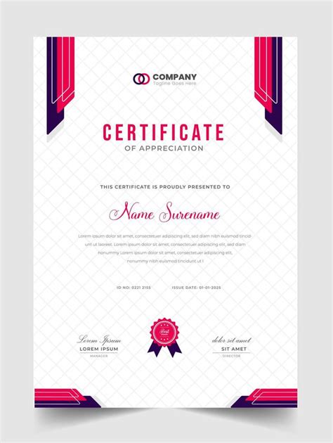 Abstract Clean Professional Red Certificate Of Appreciation Template Diploma Modern Certificate